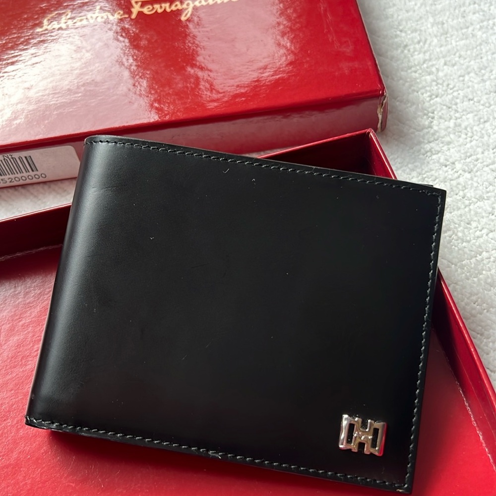Salvatore Ferragamo Black Leather Wallet